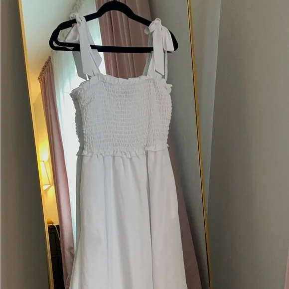 White Smoked Midi Summer Dress - Picture 3 of 5